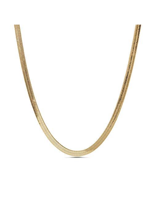 Nautica 4mm - 8mm Snake Chain Necklace for Men or Women in Yellow Gold Plated Brass