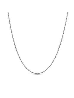 2mm 24 Inch Rope Chain Necklace for Men or Women in Rhodium Plated Brass