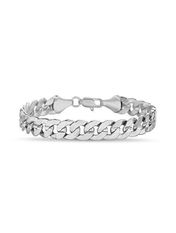 1.2mm - 2.3mm Miami Cuban Chain Bracelet for Men or Women in Rhodium Plated Brass