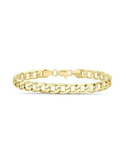 1mm - 3mm Curb Chain Bracelet for Men or Women in Yellow Gold Plated Brass