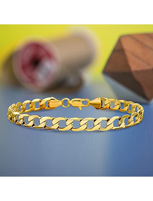 Nautica 1mm - 3mm Curb Chain Bracelet for Men or Women in Yellow Gold Plated Brass