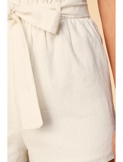 Lulus Jemima White Paper Bag Waist Shorts