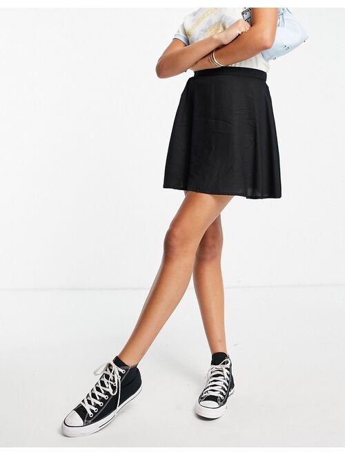 Monki Malina mini skater skirt in black