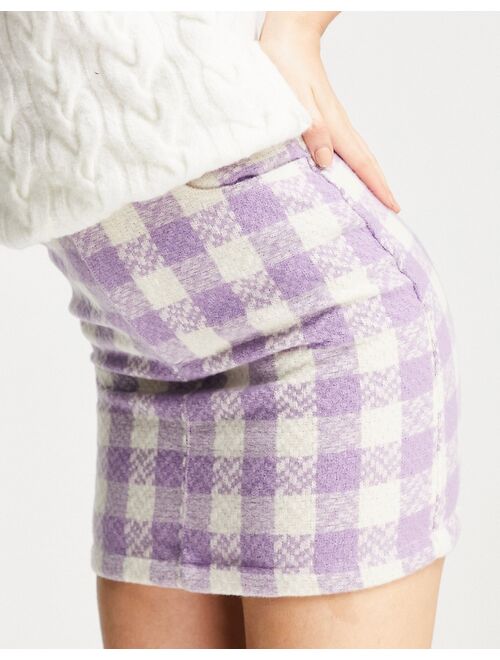 Monki Cecilia recycled checkerboard mini skirt in lilac