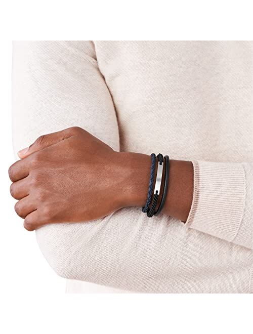 Fossil Men's Plated Stainless Steel Engravable Personalized Gift ID Bracelet