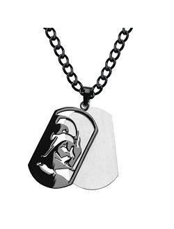 Jewelry Unisex Darth Vader Layer Stainless Steel Dog Tag Chain Pendant Necklace, 24"