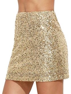 Women's Above Knee Sequin Sparkle Mini Skirt