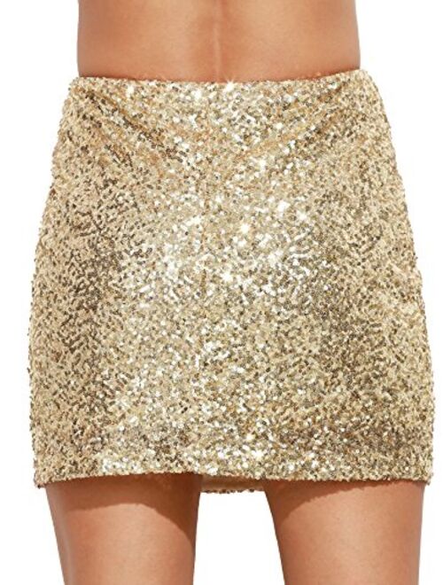 Verdusa Women's Above Knee Sequin Sparkle Mini Skirt