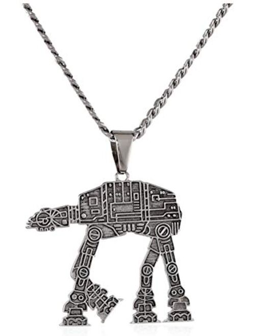 Star Wars Jewelry Unisex At-At Walker Stainless Steel Chain Pendant Necklace, 24"