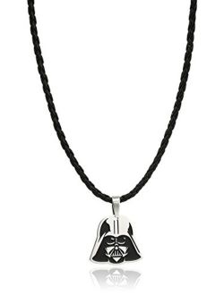 Jewelry Darth Vader Enamel Small Leather Pendant Necklace, 18"