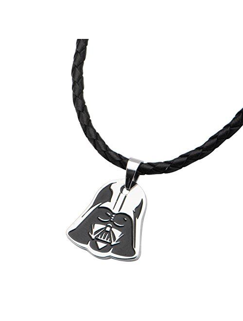 Star Wars Jewelry Darth Vader Enamel Small Leather Pendant Necklace, 18"