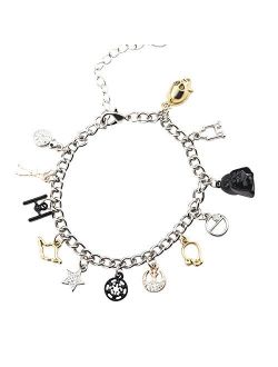 Jewelry Men's Multi Charm Stainless Steel Charm Bracelet, 7.5-Inch   2-Inch extender, Silver, Expandable