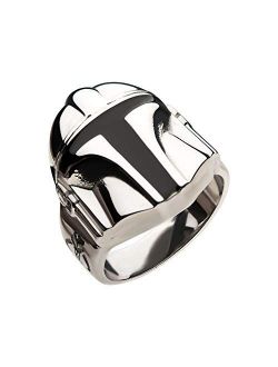 Jewelry Men's Stainless Steel Mandalorian Helmet Ring, Silver, Size 10