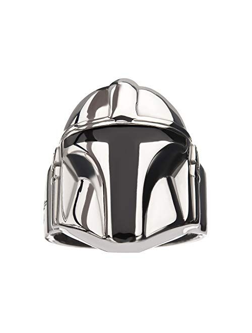 Star Wars Jewelry Men's Stainless Steel Mandalorian Helmet Ring, Silver, Size 10