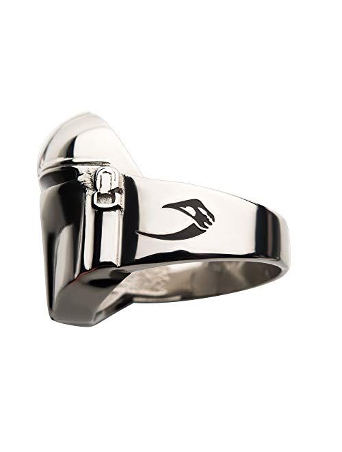 Star Wars Jewelry Men's Stainless Steel Mandalorian Helmet Ring, Silver, Size 10