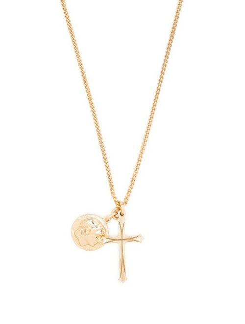 Emanuele Bicocchi coin + cross pendant necklace