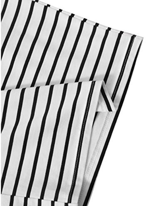 Verdusa Women's Stripe Print Elastic Waist Bodycon Pencil Midi Skirt