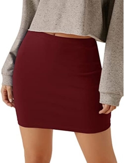 Women's Basic High Waisted Pencil Bodycon Short Skirt
