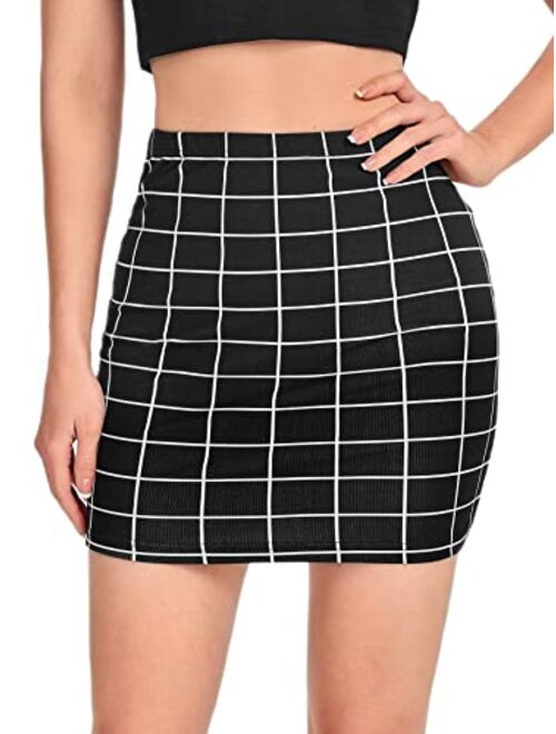 Verdusa Women's Basic High Waisted Pencil Bodycon Short Skirt