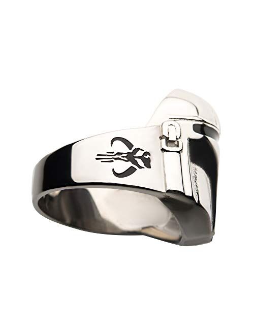 Star Wars Jewelry Men's Stainless Steel Mandalorian Helmet Ring, Silver, Size 9