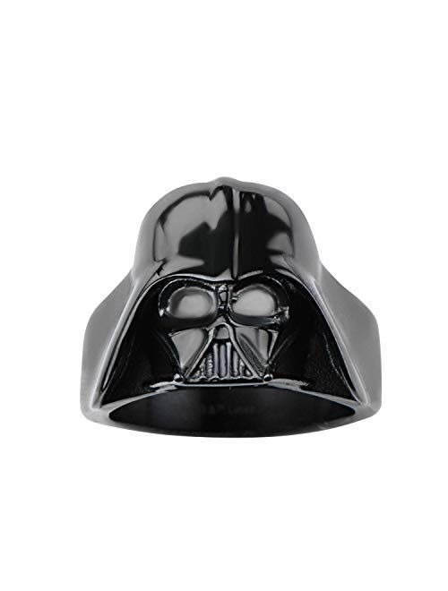 Star Wars Jewelry Men's Darth Vader 3D Stainless Steel Black IP Ring, Size 13