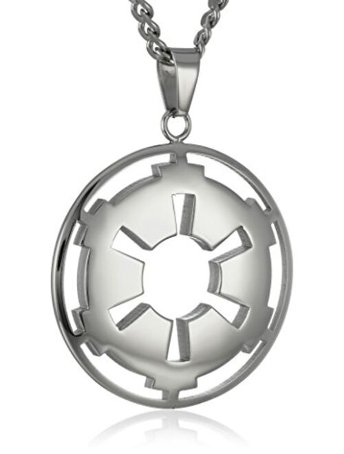 Star Wars Jewelry Men's Imperial Cutout Symbol Stainless Steel Pendant Necklace, 22"