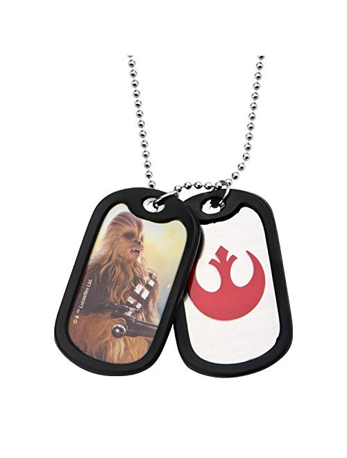 Star Wars Jewelry Episode 7 Chewbacca Stainless Steel Double Dog Tag Pendant Necklace, 22"