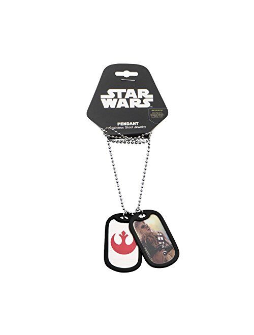 Star Wars Jewelry Episode 7 Chewbacca Stainless Steel Double Dog Tag Pendant Necklace, 22"