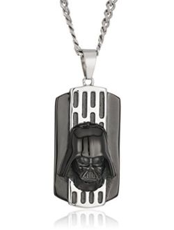Jewelry Darth Vader Stainless Steel Black-Plated 3D Pendant Necklace, 22"