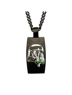 Jewelry Men's Black Plated Rogue One Stormtrooper Front and Death Trooper Enamel Filled Dog Tag Pendant Necklace 24 inch, Black, One Size