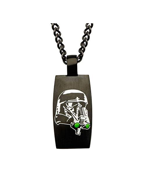Star Wars Jewelry Men's Black Plated Rogue One Stormtrooper Front and Death Trooper Enamel Filled Dog Tag Pendant Necklace 24 inch, Black, One Size