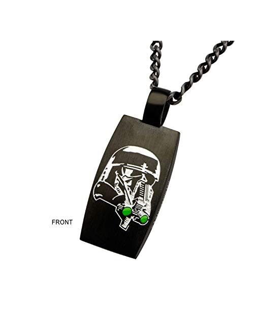 Star Wars Jewelry Men's Black Plated Rogue One Stormtrooper Front and Death Trooper Enamel Filled Dog Tag Pendant Necklace 24 inch, Black, One Size