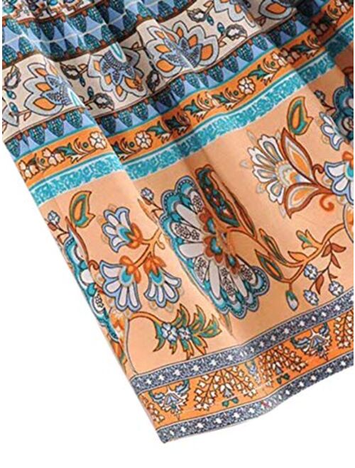 Milumia Women's Boho Vintage Floral Print Tie Waist A Line Maxi Skirts