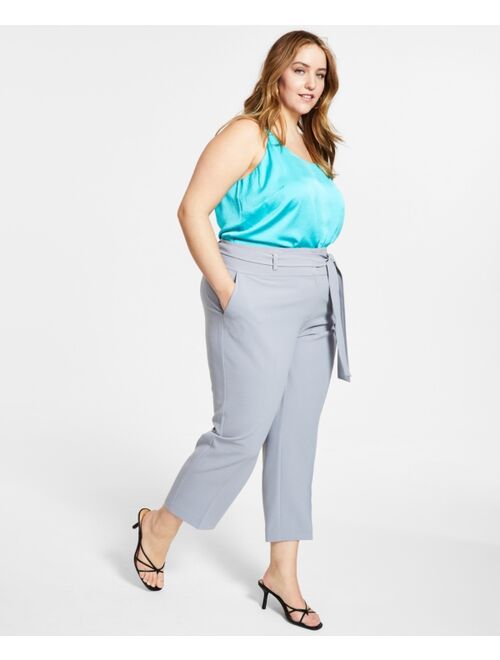 Bar III Plus Size Slim-Fit Ankle Crepe Pants, Created for Macy's