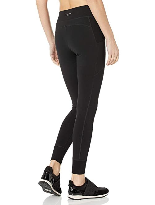 Calvin Klein Women's Premium Performance Double Waistband Moisture Wicking Legging (Standard and Plus)