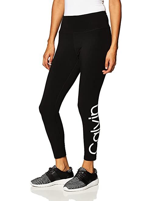 Calvin Klein Women's Premium Performance Double Waistband Moisture Wicking Legging (Standard and Plus)