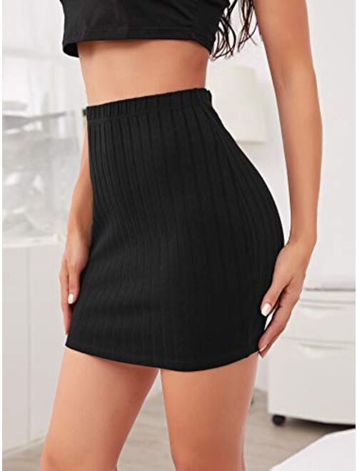 Milumia Women's Elastic High Waisted Bodycon Pencil Mini Skirt