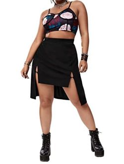 Women's Plus Size Casual Cut Out Ring Detail Stretchy Short Skirt