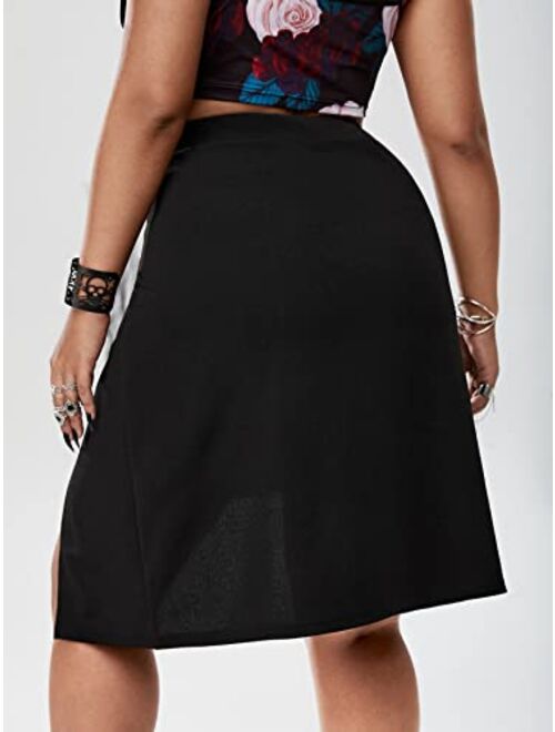 Milumia Women's Plus Size Casual Cut Out Ring Detail Stretchy Short Skirt