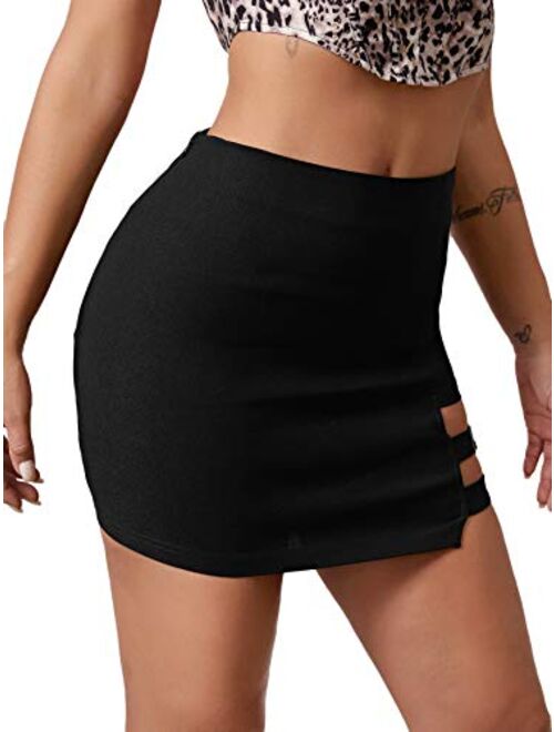 Verdusa Women's Buckle Cut Out High Waist Clubwear Bodycon Mini Skirt