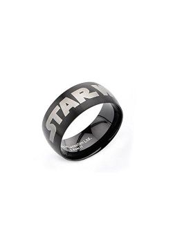 Star Wars: Mens Logo Fashion Ring IP Black 316 Stainless Steel, Bin 50