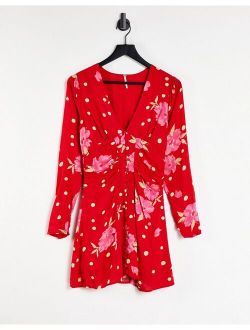 date night mini dress in floral spot print