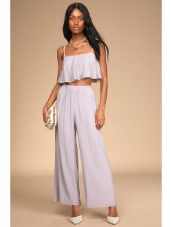 Just Want To Have Sun Lilac Wide-Leg Two-Piece Jumpsuit