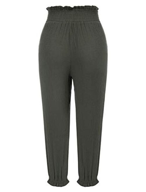GRACE KARIN Women Cotton Capri Pants Comfy Elastic Waist Jogger Sweatpants with Pockets