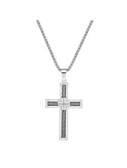 Stainless Steel Cable Cross Pendant - Men