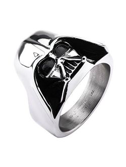 Jewelry Men's Darth Vader 3D Stainless Steel Ring, Silver, 12