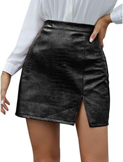 Milumia Women's Elastic High Waist High Low Curved Hem Short Skirt