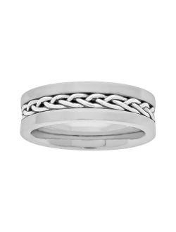 Sterling Silver & Stainless Steel Braided Wedding Band - Men