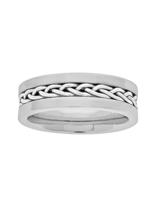 LYNX Sterling Silver & Stainless Steel Braided Wedding Band - Men