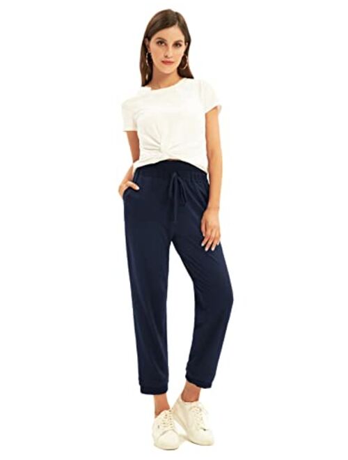 GRACE KARIN Women's Casual Trousers Drawstring Waist Ankle Pants with Pockets